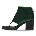 thumbnail image 3 of FSJ Women Open Split Toe Platform Sandal Boots Zip up Stacked Block Mid Heels Fashion Outdoor Party Booties Size 8 Dark Green, 3 of 5