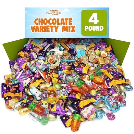 Bulk Easter Candy Bulk - 4 Pound Easter Candy Assorted Chocolate Candy Variety Pack for Easter Parties Egg Hunts & Basket Fillers