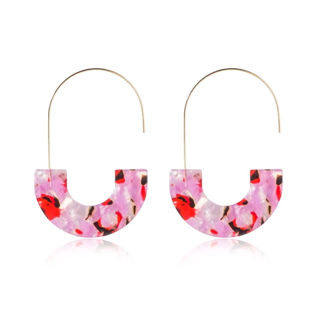 Pendientes colgantes multicolor liso semicírculo acrílico mujer pendiente regalo de aniversario elegante gancho para la oreja boda playa blanco Ropa, zapatos y accesorios Miscelánea Rojo púrpura Qarigey AP010380-08