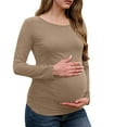 thumbnail image 2 of KIHOUT Maternity Clothes for Women Ladies Fashion Solid Color Long Sleeve Pregnant Ladies Casual Crew Neck Top, 2 of 7
