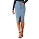 thumbnail image 1 of Faldas de lápiz midi de mezclilla de alta cintura para mujer INSPIRE CHIC M azul claro, 1 of 6