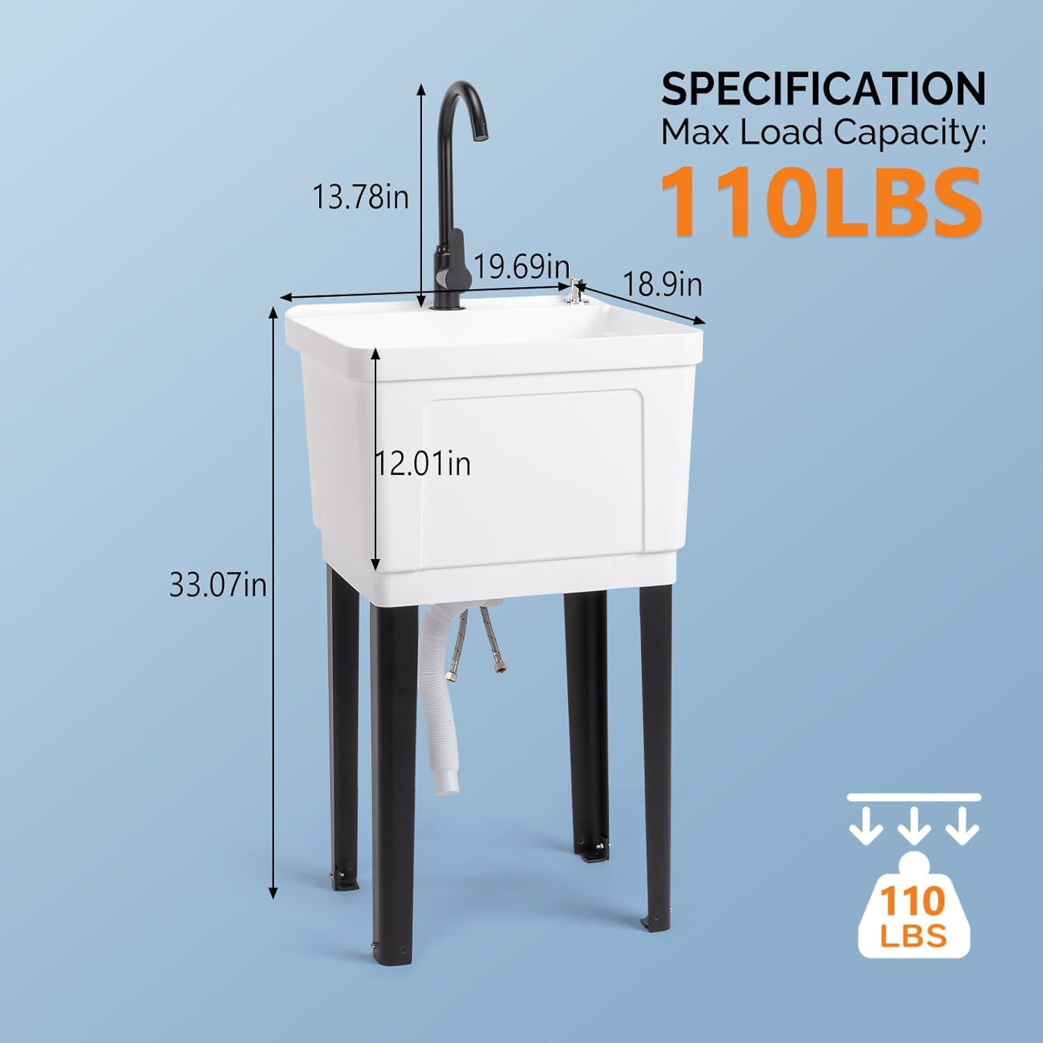 Ktaxon Freestanding Utility Sink Laundry Tub, with Stainless Steel Faucet, for Washing Room