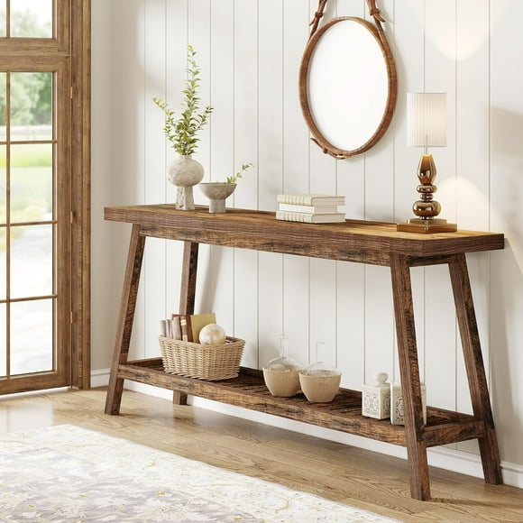 Farmhouse Console Entryway Table: 70.9 Inches All Wood Console Table for Entrance