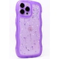 thumbnail image 5 of for iPhone 14 Pro Case 6.1" Curly Wave Edge Design Transparent Bling Glitter Star Shiny Case Cute Clear Transparent Full Protection Soft TPU Shockproof Phone Cover for Women Girls, Purple, 5 of 14