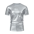 thumbnail image 5 of INSPIRE CHIC Shiny T-Shirt for Men's Crew Neck Short Sleeves Party Disco Metallic Tee Tops, 5 of 5