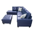 thumbnail image 6 of Ainehome Leather Storage Ottoman Sectional Sofa with Pillows, Blue, 6 of 6