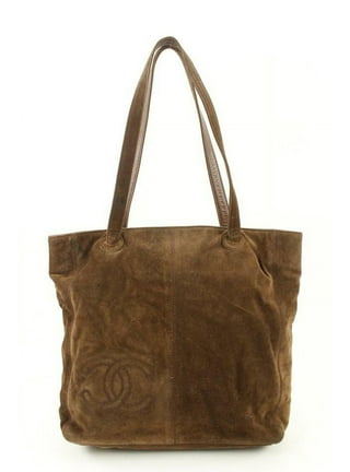 Chanel Chevron CC Suede Handbag with Gold Chain, Chocolate Brown