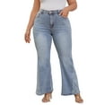 thumbnail image 5 of VipHoney High Waist Flare Cut Embroidered Panels Jeans Women's Plus Size, 5 of 7