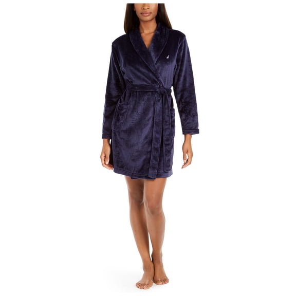 Nautica Womens Short Plush Wrap Robe Size S/M
