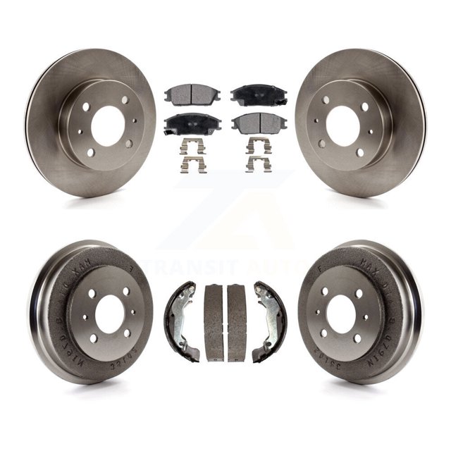 Transit Auto Front Rear Disc Brake Rotors Ceramic Pads and Drum Kit for Car 2003-2005 Hyundai Accent K8T-103615