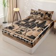 thumbnail image 3 of Manfei Adventure Cartoon Car Zipper Full Size Comforter Sets with Fitted Sheet and 2 Pillowcases,Happy Camping Zipper Bedding Set,Brown Black,Reversible, 3 of 7