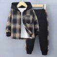 thumbnail image 2 of HCNTES Boys Clothes Clothes For Kids Boys Clothes 2Pcs Plaid Shirt and Pocket Sweatpants Outfits for Fall Winter Boy Clothes Sets, 2 of 9