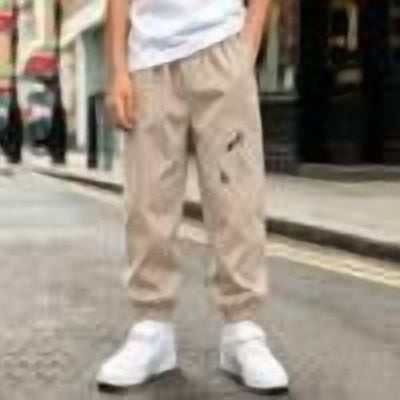 Fesfesfes Kids Unisex Elastic Waist Cargo Jogger Pants with Pockets, Lightweight Nylon Spandex Outdoor Trousers for School Play and Daily Wear, Boys Girls Ages 2-12 Years