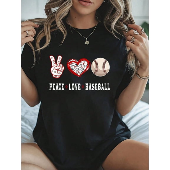 Baseball Lovers Player Fans Peace Love Baseball T-Shirt