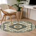 thumbnail image 4 of Round Rugs 3Ft, Green Boho Round Area Rug Washable Indoor Throw Carpet, Southwestern Geometric Vintage Ethnic Small Non Slip Circle Rug for Bedroom Living Room Home Decor Aesthetic, 4 of 8