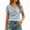 Light Blue, variant on LEKWK Summer Tops for Women Cowl Neck Short Sleeve Dressy Shirts Lightweight Loose Fit Solid Soft T-Shirt Fashion Casual Vacation Travel Outfits