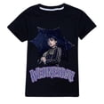 thumbnail image 1 of Kids Girls Wednesday The Addams Print Crew Neck Short Sleeve T-shirt Tee Tops Summer, 1 of 2