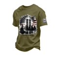 thumbnail image 2 of Never Forget 911 Retro USA Tee for Men and Women with Patriot Day Print and Vintage Green Fabric Featuring 9/11 Memorial Tops for Remembrance Events Church Services Army Green L, 2 of 5