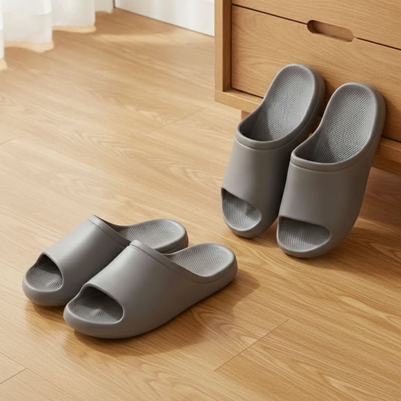 ZROVA Non Slip One Piece Couple Slippers 2-Pack - Lightweight Classic Simple Indoor Outdoor Comfortable House Slippers for Men Women
