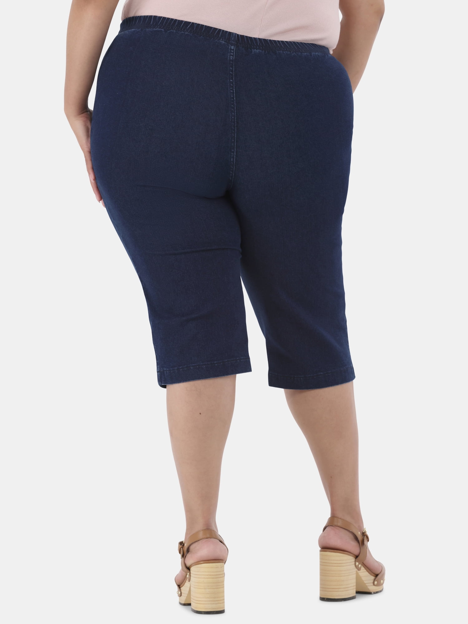 JMS Just My Size by Hanes Women's Plus Size Pull on Bling Tab Capri Pants, Sizes 0X-4X