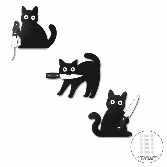 Funny Black Cat Wall Decor, 3PCS Wooden Black Cat Decorations, Unique for Cats Lovers, Holiday Home Décor, Gifts for Women, Stocking Stuffers