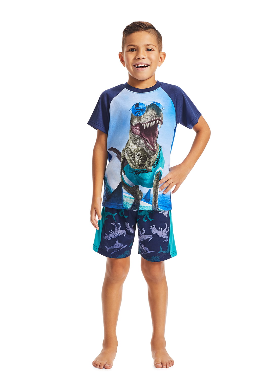 Boys Pyjamas Set 100% Cotton Glow in The Dark Dinosaur Pjs Toddler Long Sleeve Sleepwear 2 Piece Outfit 1 to 10 Years 