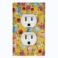 thumbnail image 1 of Metal Light Switch Plate Outlet Cover Colorful Floral Garden Wallpaper Yellow ROS038, 1 of 13