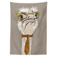 thumbnail image 3 of Ambesonne Indie Tablecloth Rectangular Table Cover, Funny Hipster Ostrich, 52"x70", Taupe Beige Yellow, 3 of 4