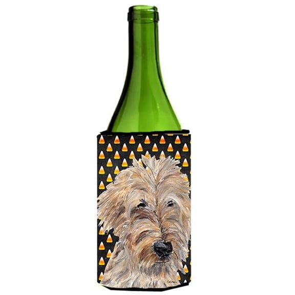 Goldendoodle Halloween Candy Corn Wine bottle sleeve Hugger