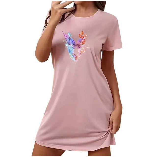 Tnhcen Pyjama Grande Taille Amical – Manches Courtes Col Rond avec Imprimé Animal Mignon Polyester Spandex Extensible P-2TG pour Chaque Femme