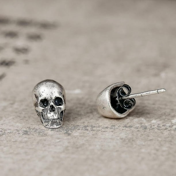 Pendientes YONGSHENG Plata de Ley 925 Calavera Halloween Hipoalergénicos