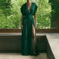 thumbnail image 2 of Miluxas Women's Maxi Dress Deep V Neck Sleeveless Pleated Waist Long Dress formal Evening Gown Elegant Wedding Guest Cocktail Party Dress Green, 2 of 8