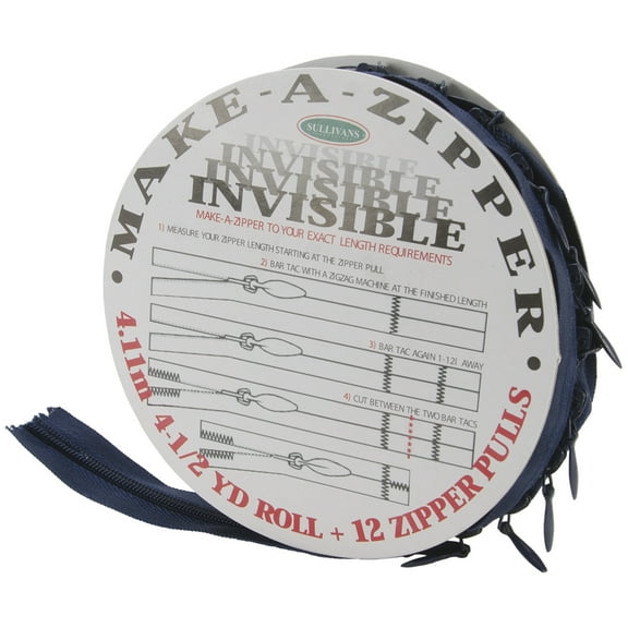 Sullivans Make-A-Zipper Kit Invisible 4-1/2Yd-Navy