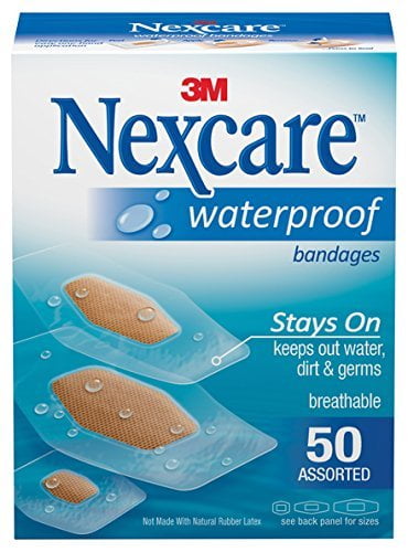Nexcare Waterproof Clear Bandages Assorted Sizes, 50 Bandages