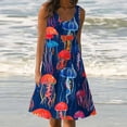 thumbnail image 2 of Tauxra Sleeveless Dress for Women with Floral Print and Ruffle Hem, Loose Fit Beach Party Sundress for Summer Holiday and Casual Outings, 2 of 5