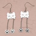 thumbnail image 2 of Adorable Cat Face Dangle Earrings with Paw Charms - Quirky Animal Jewelry Gift for Cat Lovers, 2 of 2
