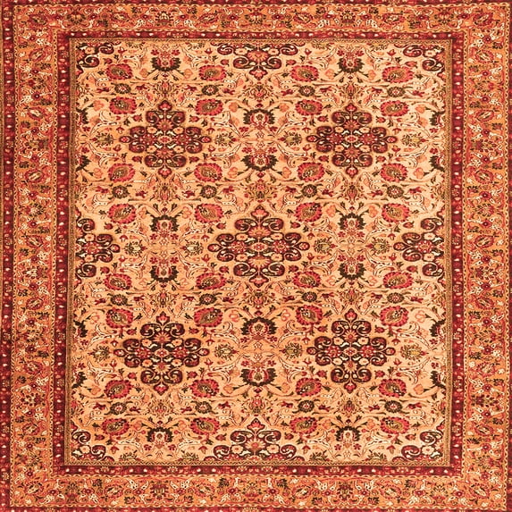 Ahgly Company Indoor Square Persian Orange Traditional Area Rugs, 6' Square