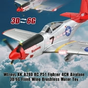 Bruce&Shark RC Plane, 2.4GHz 4 Channel Brushless Remote Control Jet Airplane for Adults, WLtoys RC Aircraft Fighter with 6-Axis Gyro, LED Searchlight, Easy to Fly for Boys and Girls