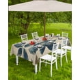 thumbnail image 4 of nqOlkjepod Navy Blue Brown Botanical Outdoor Tablecloth with Umbrella Hole & Zipper, Retro Elegant Palm Leaves Rectangle Table Cover 54x80 Inch, Dining Waterproof Table Cloth Protector for Patio, 4 of 7