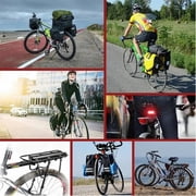 Rear Bike Rack, 115lbs 50KGS Bike Cargo Racks Frame Aluminum Alloy Universal Adjustable Cycling Equipment Stand Footstock Bicycle Luggage Carrier Bike Rack Rear with Reflector for 26-29 Frames