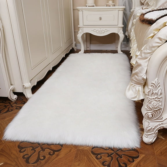 Soft White Fur Area Rug 23.6x35.5inch Shaggy Fluffy Rugs Long Plush Carpet Floor Mat