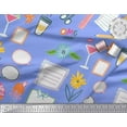 thumbnail image 3 of Soimoi Blue Poly Georgette Fabric Food & Headphone Food Print Fabric by the Yard 42 Inch Wide, 3 of 3