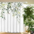 thumbnail image 3 of Green Eucalyptus Shower Curtain Sets, Watercolor Leaves on The Top Plant with Floral Bathroom Decoration 72x84 Inch with Hooks, 3 of 6