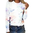 thumbnail image 2 of LEBONYARD Womens Tops Clearance under $5,Fall Fashion Plus Size Tops,Women's Fashion Loose Long Sleeve Round-Neck Blouse Printing Tops Multicolor L, 2 of 4