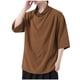 thumbnail image 3 of pstuiky camisetas para hombre, Blusa informal de seda helada de color liso para hombre, manga corta, cuello redondo y mangas cinco cuartos camisetas de hombre l, 3 of 3