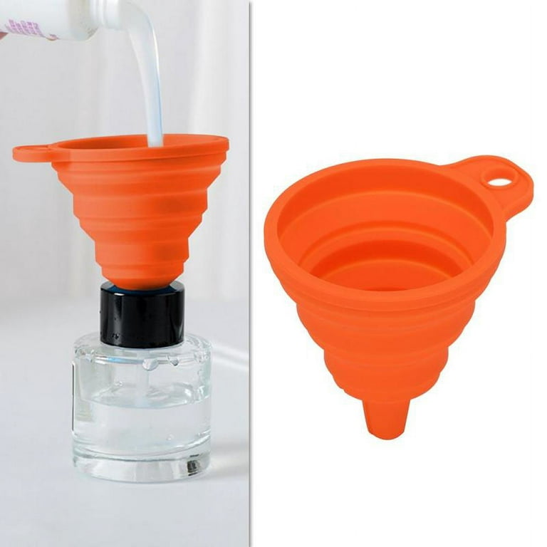 Kitchen Funnel Small for Liquid Powder Protein Powder BPA-Free - orange