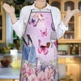 thumbnail image 6 of Pink Butterfly Flower Pattern Apron-Garden Aprons for Women with Pockets-Cotton Linen Waterproof Kitchen Cooking Gardening Aprons Adjustable for Kitchen,Cooking,BBQ and Salon 33x27 Inch, 6 of 7
