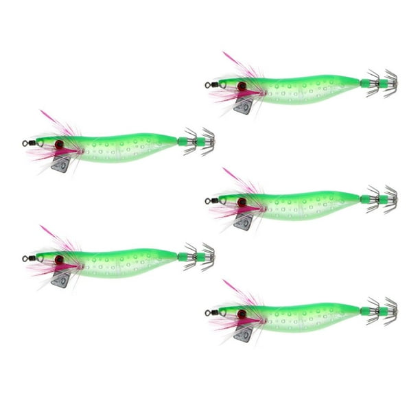 Yinanstore 15 Pieces Fishing S Luminous Squid Jigs Hook Freshwater Multicolor 10cm