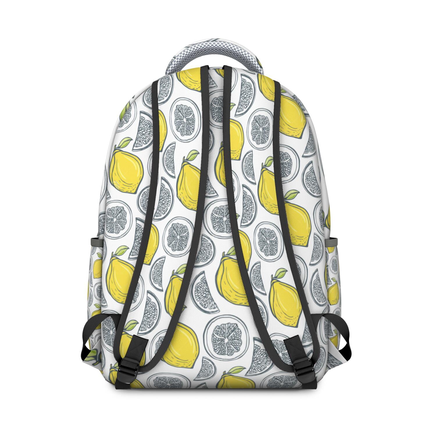I Love Lemons Backpack - Floral & Fruit Themed Waterproof Bookbag, Breathable Mesh Straps, Padded Back Panel for Spinal Support, Ideal for Commuters