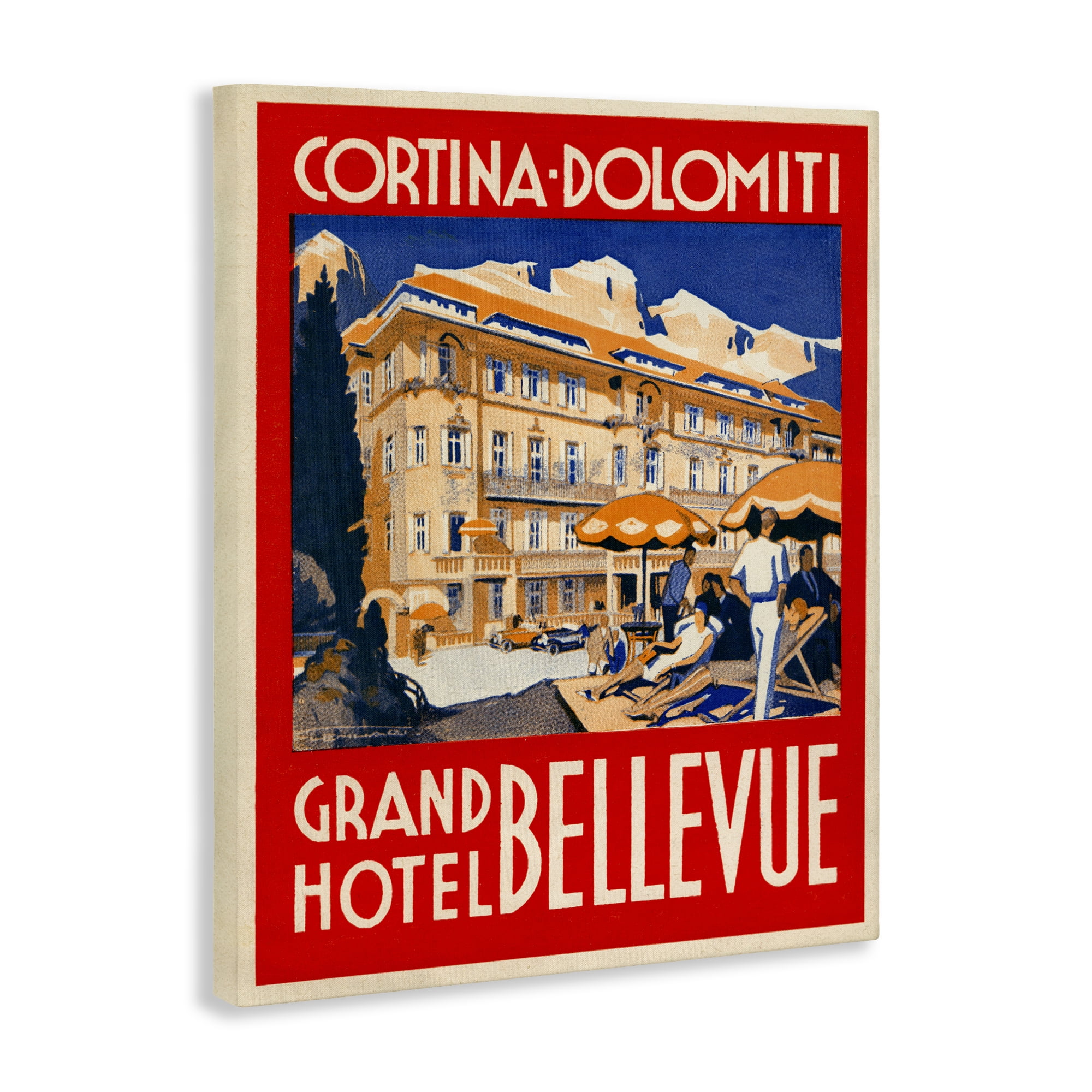 Stupell Industries Grand Hotel Bellevue Vintage Canvas Wall Art, design by Print Collection